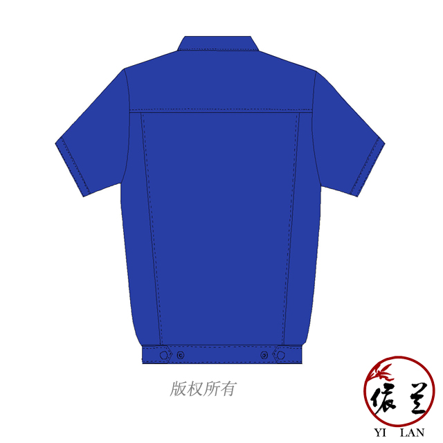 蓝色时尚安装工人工作服定做